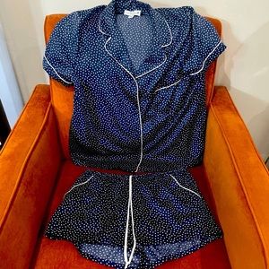 Blue satin/silk women’s medium pajamas